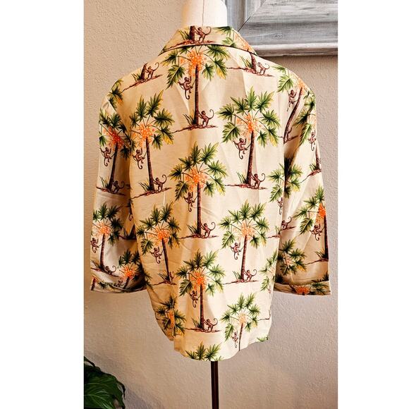 Silkland Women's Pure Silk Monkey Palm Print Jacket Top Size 16 Multicolor‎ - Picture 5 of 6